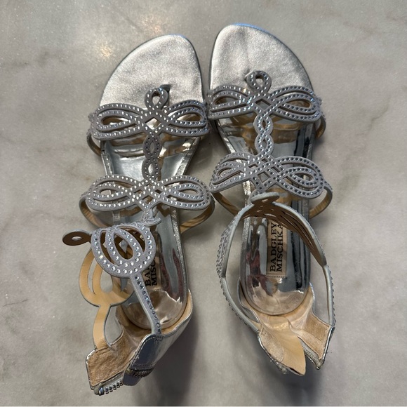 Badgley Mischka Womens Tempe Platino Sandals in Silver Platinum Size 7.5 - Picture 4 of 15